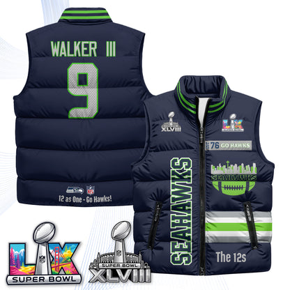 SEA "Go Hawks" Edition Puffer Vest - Printed