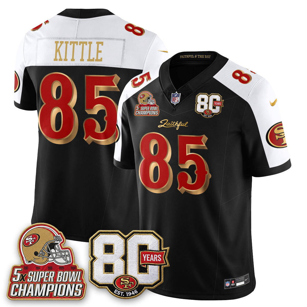 SF 80 Years & 5X Champs Rivalries Vapor Jersey - Stitched