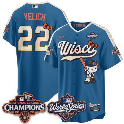 Milwaukee Brewers 2026 NL Champions x Meow KT Vapor Jersey - Stitched