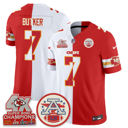 Kansas City Chiefs 4X Champs Patch Split Edition Vapor Jersey - Stitched