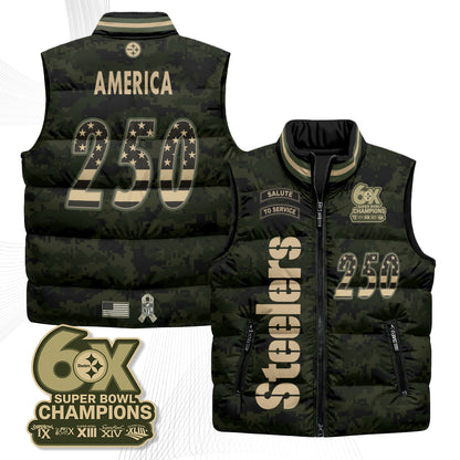Pittsburgh Steelers 2026 Salute to Service Puffer Vest - Printed