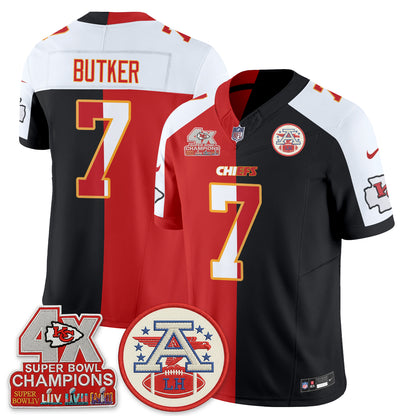 Kansas City Chiefs 4X Champs Patch Split Edition Vapor Jersey - Stitched