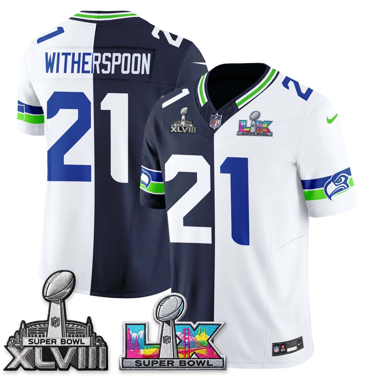 SEA Throwback 2 SB Patches Vapor Jersey - Stitched