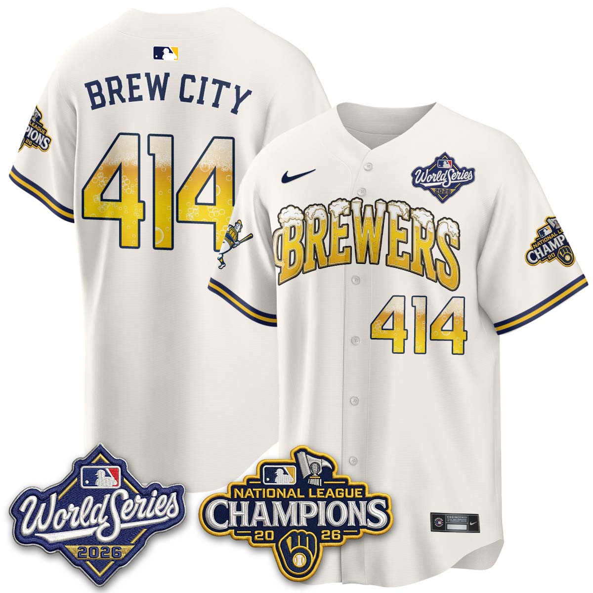 Milwaukee Brewers "Pitcher & Pint" 2026 NL Champions Vapor Jersey - Stitched