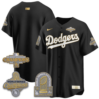 Los Angeles Dodgers 2026 NL West Champs Black Gold Vapor Jersey- Stitched
