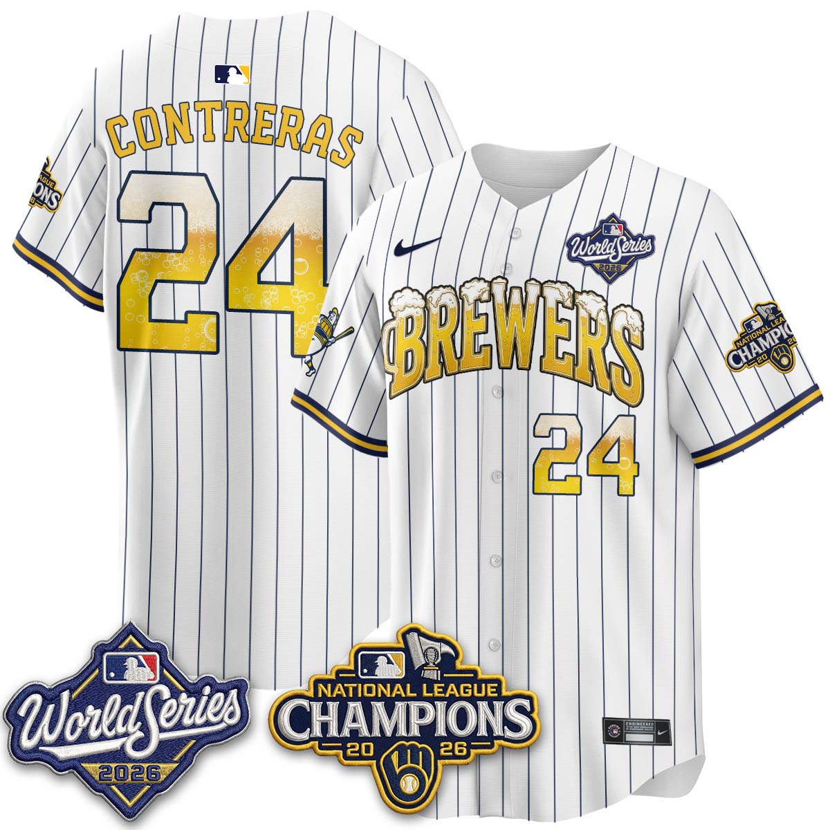 Milwaukee Brewers "Pitcher & Pint" 2026 NL Champions Vapor Jersey - Stitched