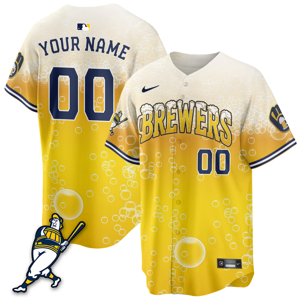 Milwaukee Brewers "Pitcher & Pint" Edition Vapor Limited Custom Jersey - Stitched
