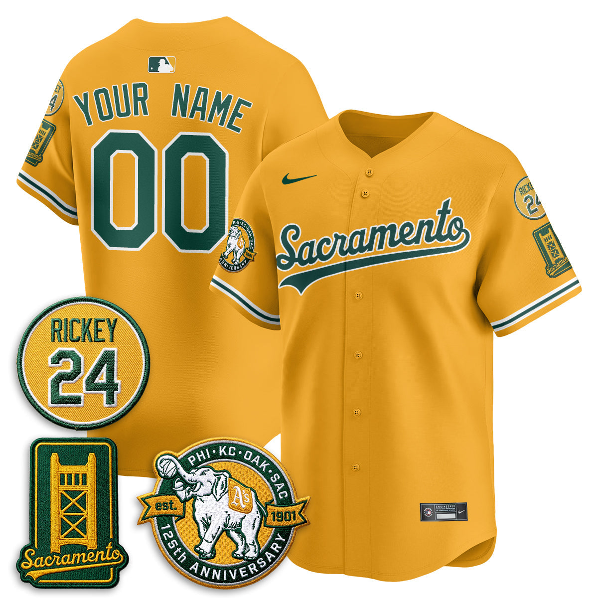 OAK 2026 Alternate Sacramento - Celebrating 125 Years -  Limited Custom Vapor Jersey - All Stitched
