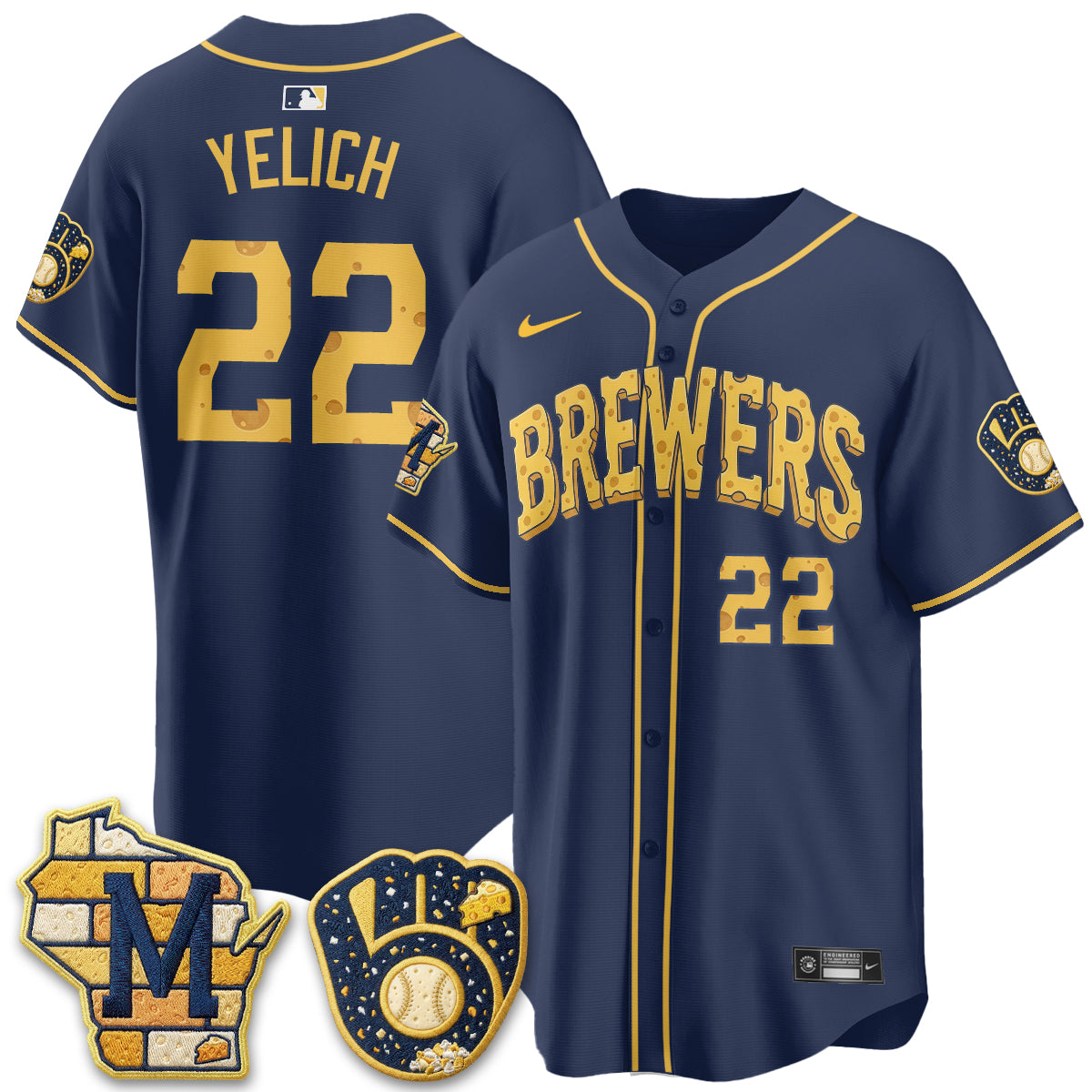 Milwaukee Brewers Cheesehead Edition Vapor Limited Jersey - Stitched