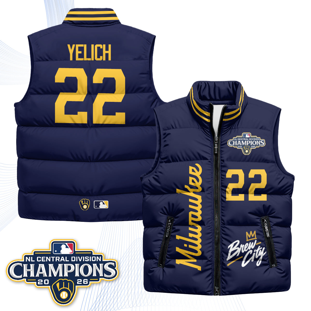 Milwaukee Brewers "Brew City" Puffer Vest V2 - Printed