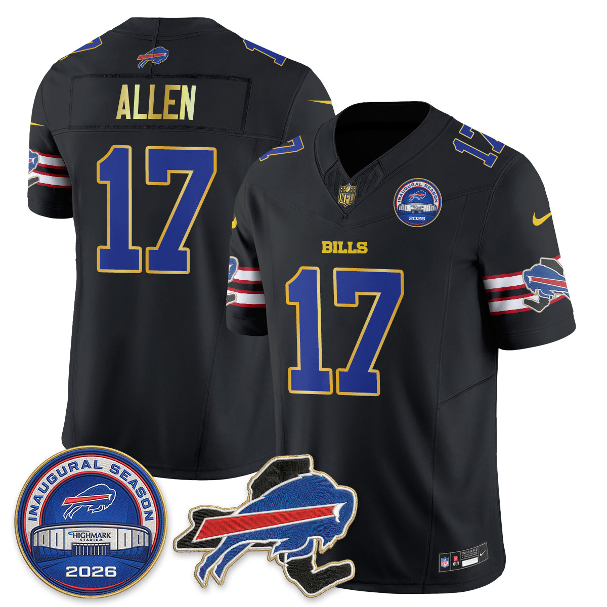 BUF 2026 Royal Gold Trim Edition Vapor Jersey - Stitched