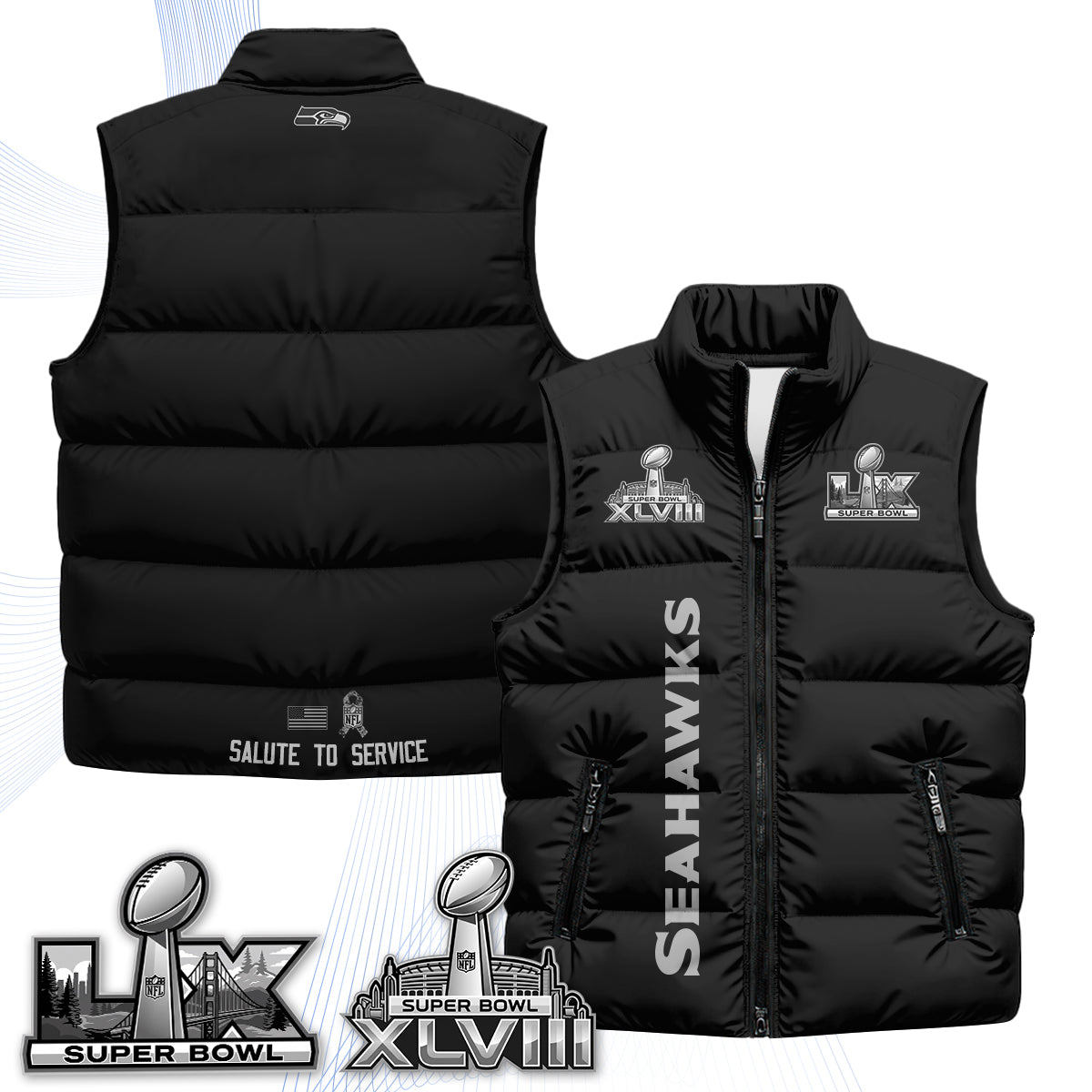 Seattle Seahawks 2026 Salute to Service Puffer Vest - Printed
