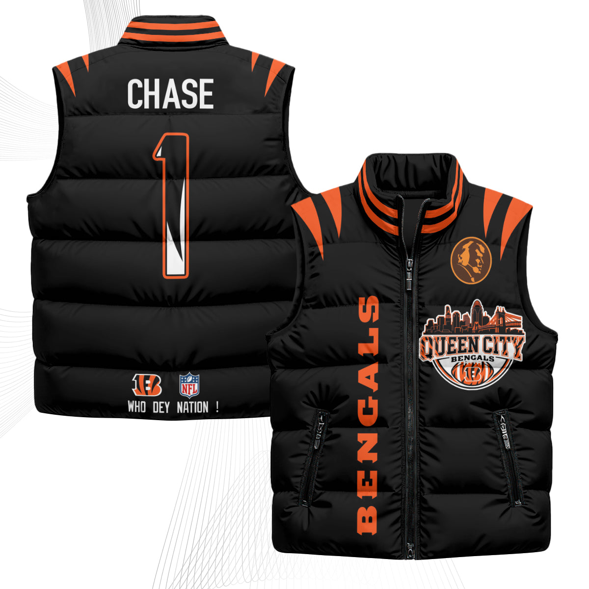 CIN John Madden Patch Puffer Vest - Printed