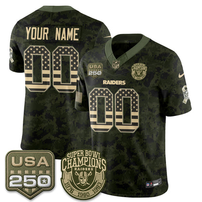 Las Vegas Raiders 2026 Salute to Service Edition Vapor Custom Jersey - Stitched