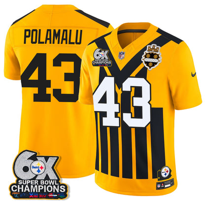 Pittsburgh Steelers 6X Champs Throwback V2 Vapor Jersey - Stitched