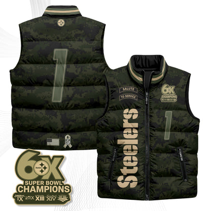 Pittsburgh Steelers 2026 Salute to Service Puffer Vest - Printed