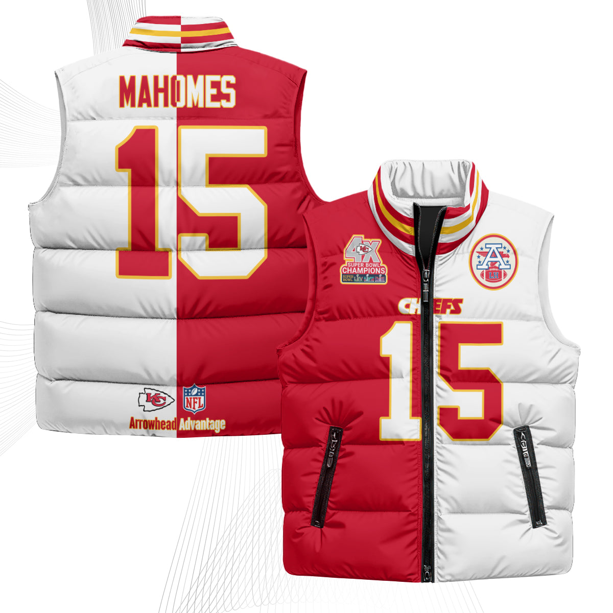 KC 4X Champs Gold Edition Puffer Vest - Printed