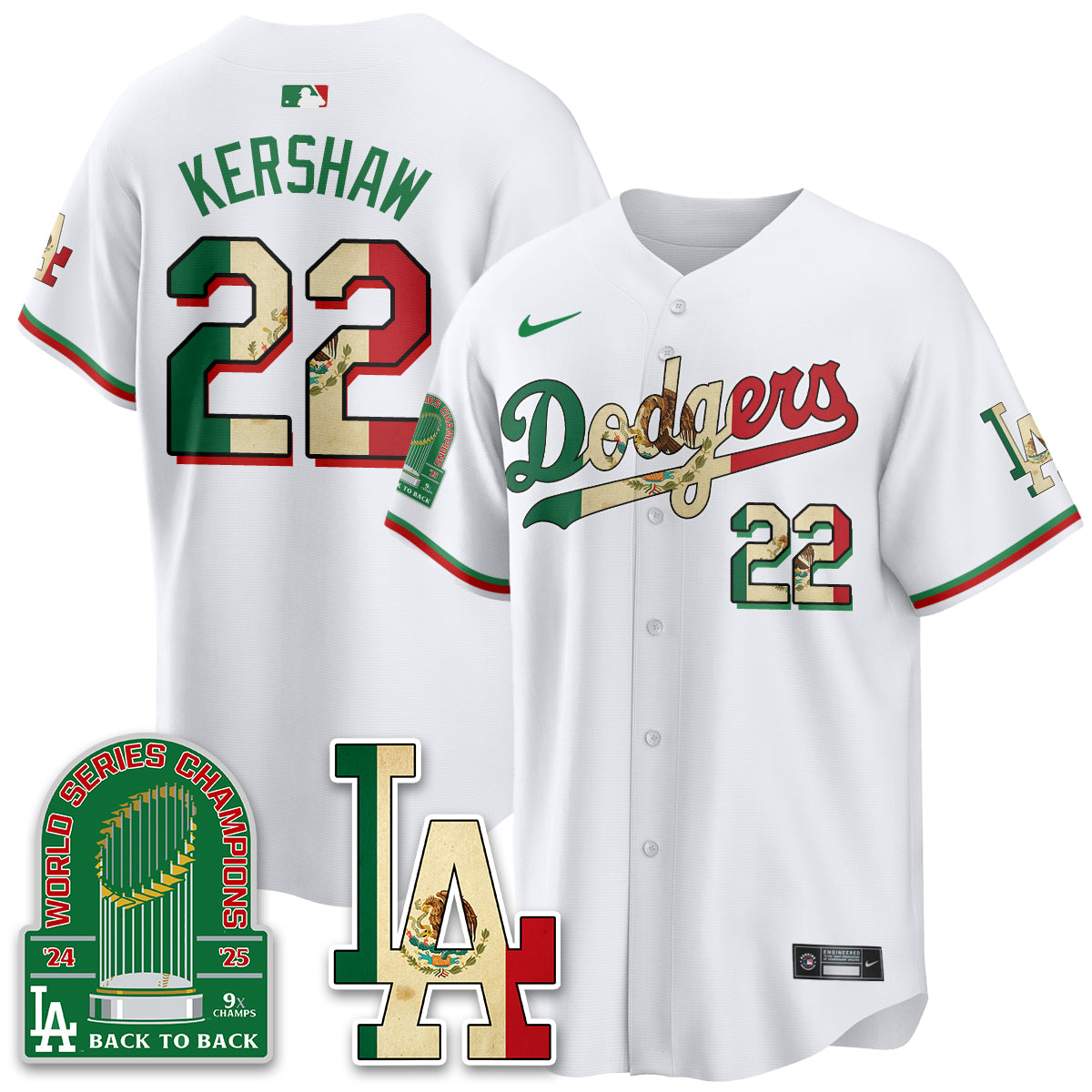 Los Angeles Dodgers Mexico Style Vapor Jersey- Stitched