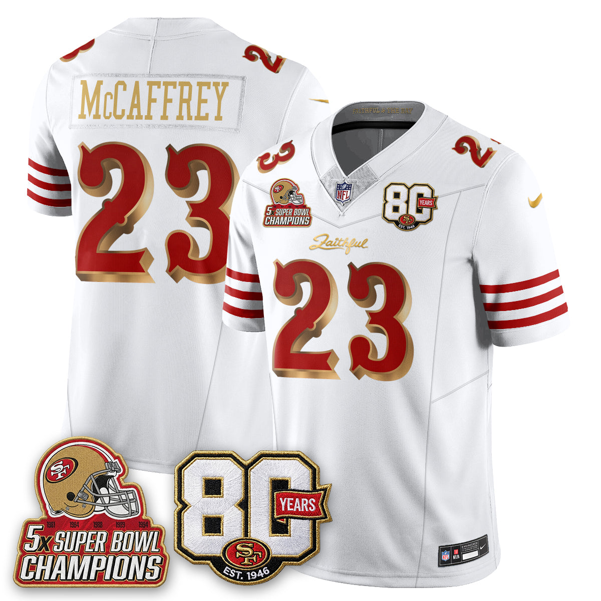 SF 80 Years & 5X Champs Rivalries Vapor Jersey - Stitched