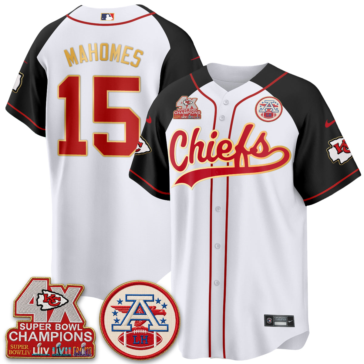 KC 4X Champs Gold Trim Edition Vapor Baseball Jersey - Stitched
