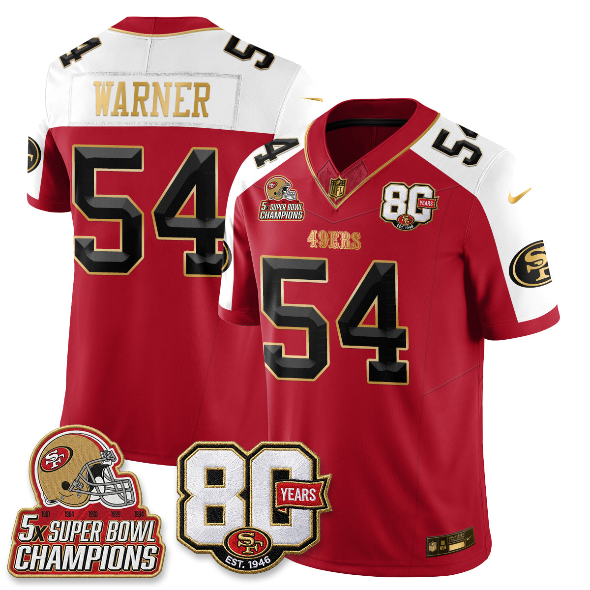 SF 80 Years & 5X Champs Vapor Jersey - Stitched
