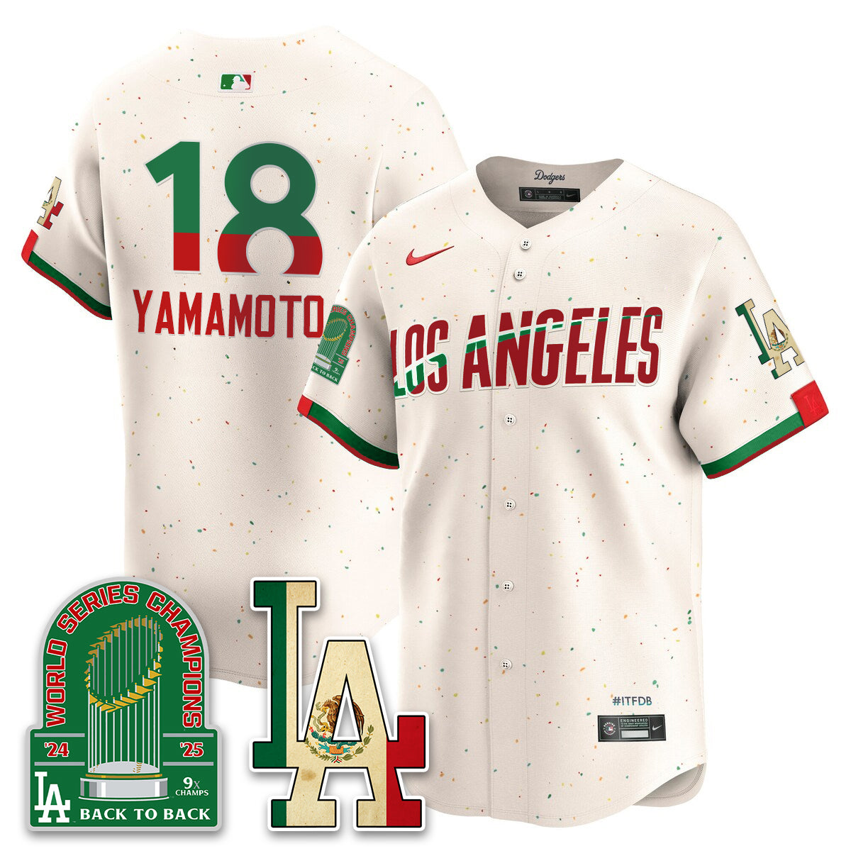 Los Angeles Dodgers Mexico Style Vapor Jersey- Stitched