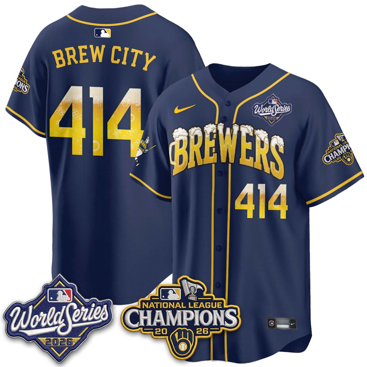 Milwaukee Brewers "Pitcher & Pint" 2026 NL Champions Vapor Jersey - Stitched