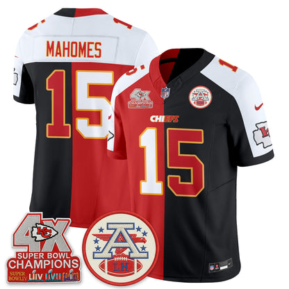 Kansas City Chiefs 4X Champs Patch Split Edition Vapor Jersey - Stitched