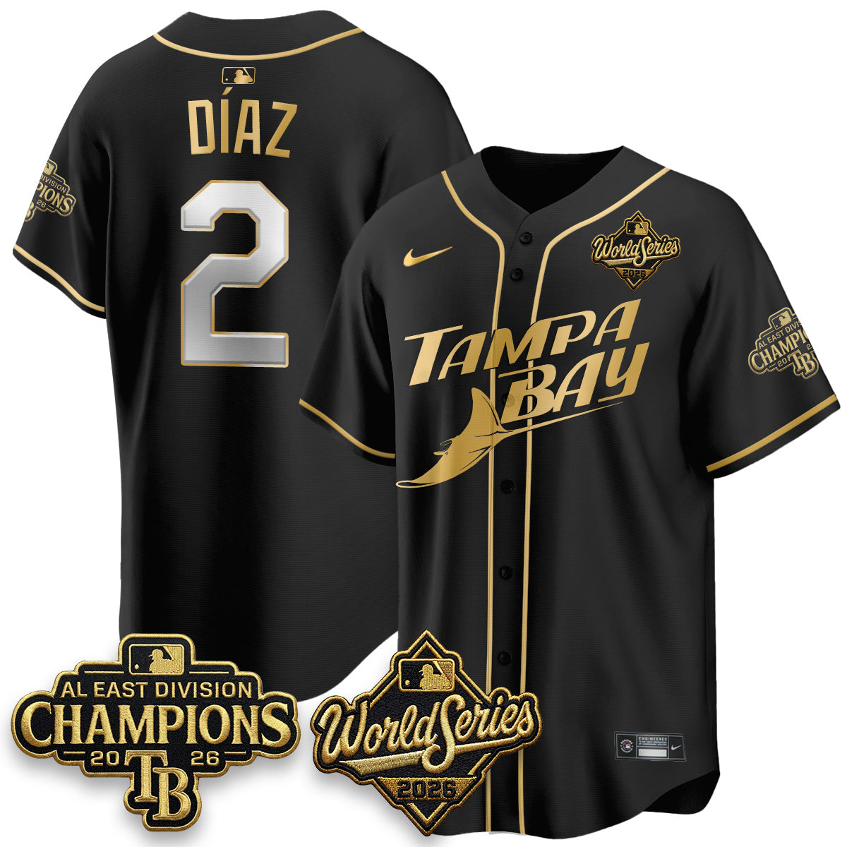 TB 2026 AL Champions Black Gold Edition Vapor Jersey - Stitched (V3)