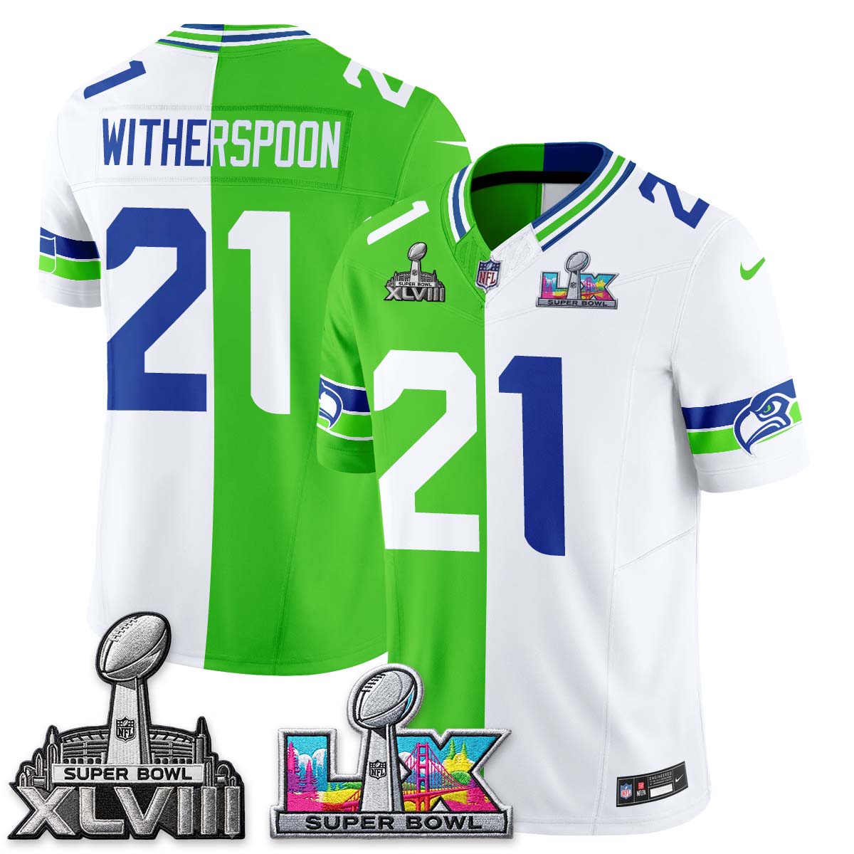 SEA Throwback 2 SB Patches Vapor Jersey - Stitched