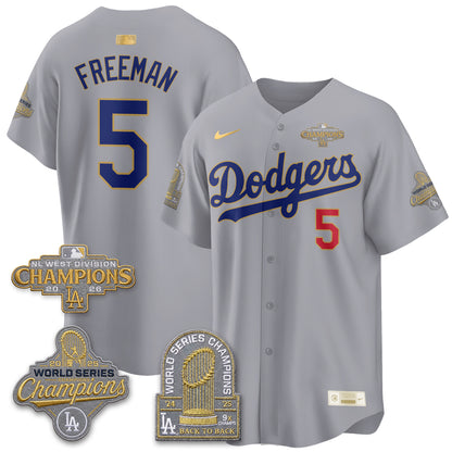 Los Angeles Dodgers 2026 NL West Champs Black Gold Vapor Jersey- Stitched