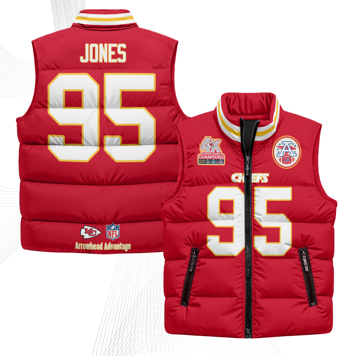 KC 4X Champs Gold Edition Puffer Vest - Printed