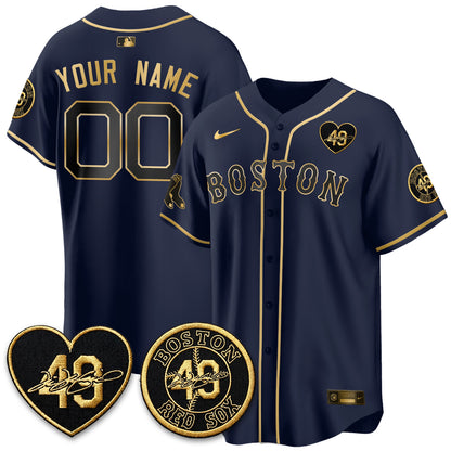 BOS Tim Wakefield Memorial Patch Vaper Premier Limited Gold Edition Custom Jersey - Stitched