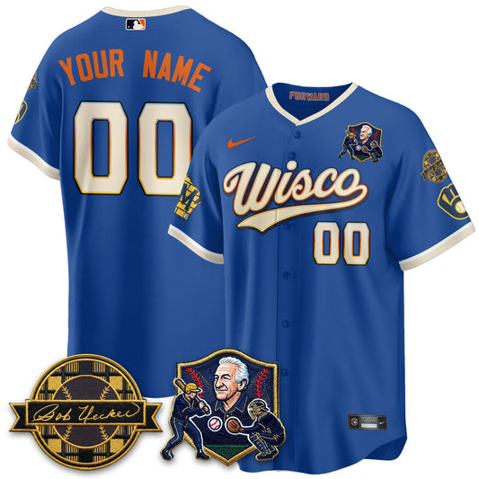 MIL Bob Uecker - 54 SSs for Brewers' Vapor Custom Limited City Connect Jersey - All Stitched