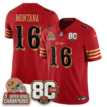 SF 80 Years & 5X Champs Rivalries Vapor Jersey - Stitched