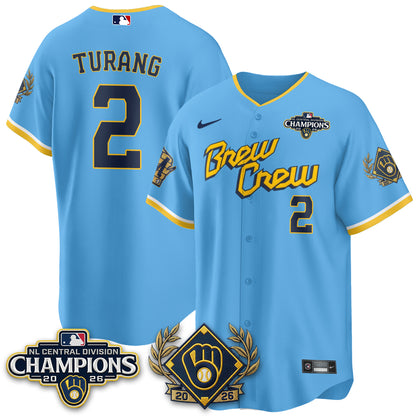 Milwaukee Brewers 2026 NL Division Champs Vapor Gold Jersey - Stitched
