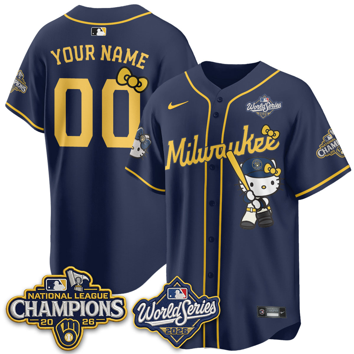 Milwaukee Brewers 2026 NL Champions x Meow KT Custom Vapor Jersey - Stitched