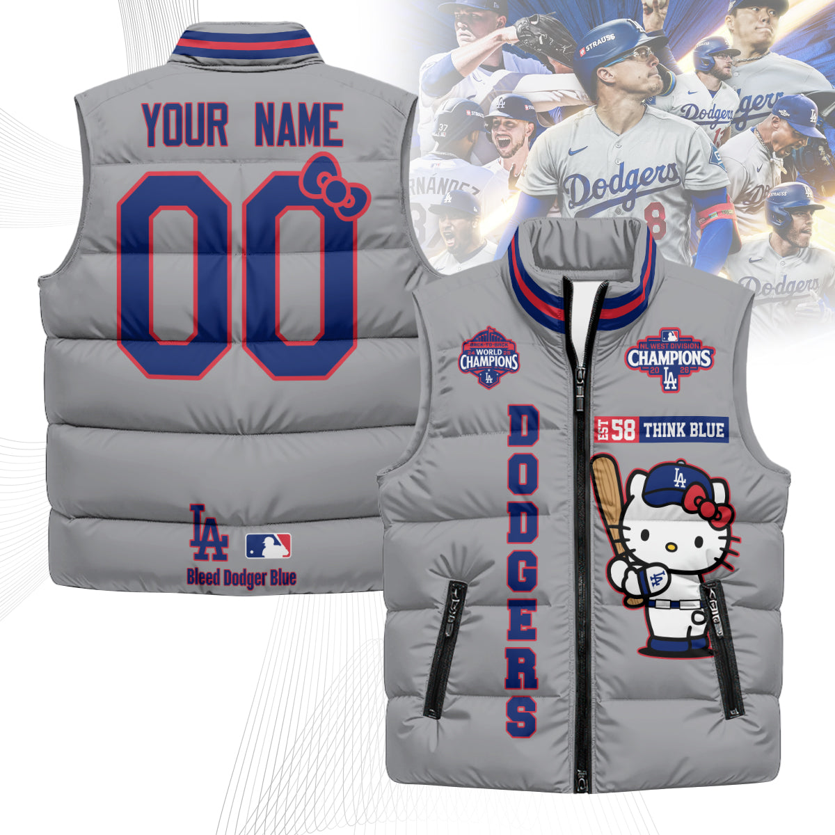 LAD x Meow KT Custom Puffer Vest - Printed