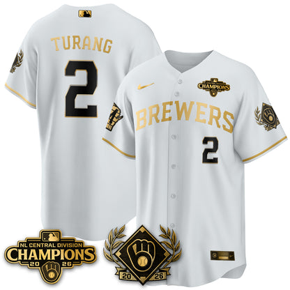 Milwaukee Brewers 2026 NL Division Champs Vapor Gold Jersey - Stitched
