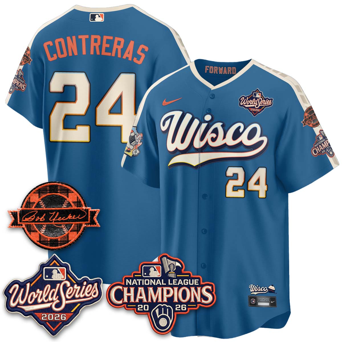 MIL WS26 - Bob Uecker Patch Black Gold Jersey - Stitched (Tiktok)