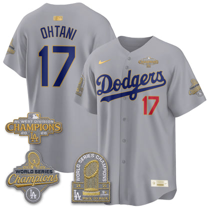 Los Angeles Dodgers 2026 NL West Champs Black Gold Vapor Jersey- Stitched