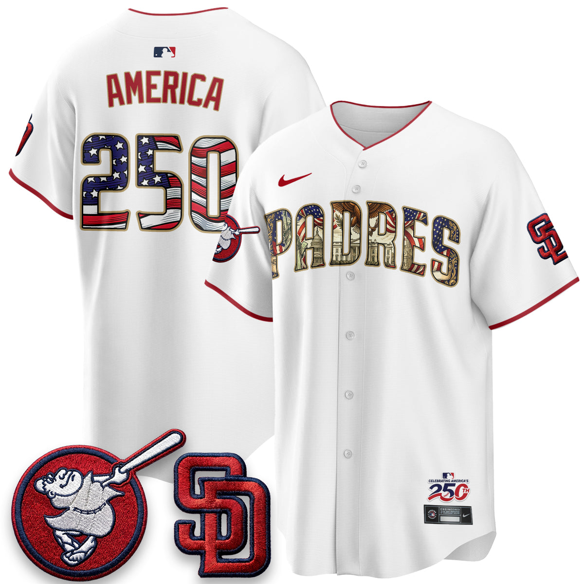 San Diego Padres 2026 Independence Day USA Vapor Limited Jersey - Stitched