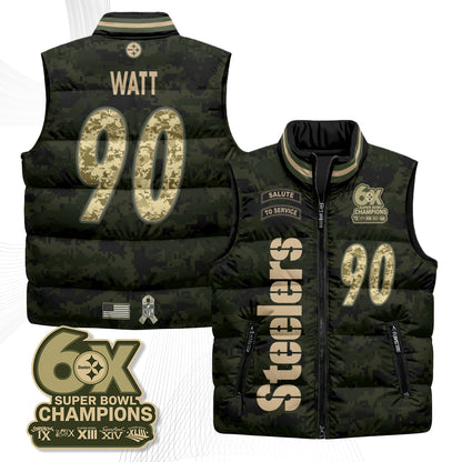 Pittsburgh Steelers 2026 Salute to Service Puffer Vest - Printed