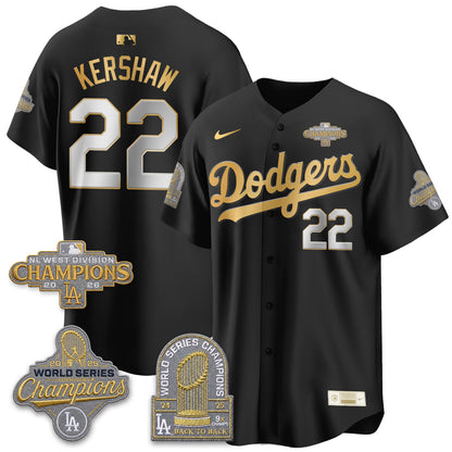 Los Angeles Dodgers 2026 NL West Champs Black Gold Vapor Jersey- Stitched