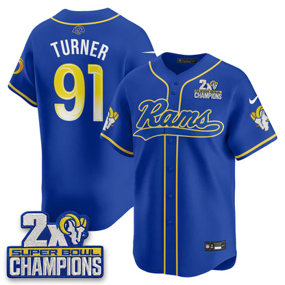 LAR 2X Champs Fearsome White Baseball Vapor Jersey - Stitched