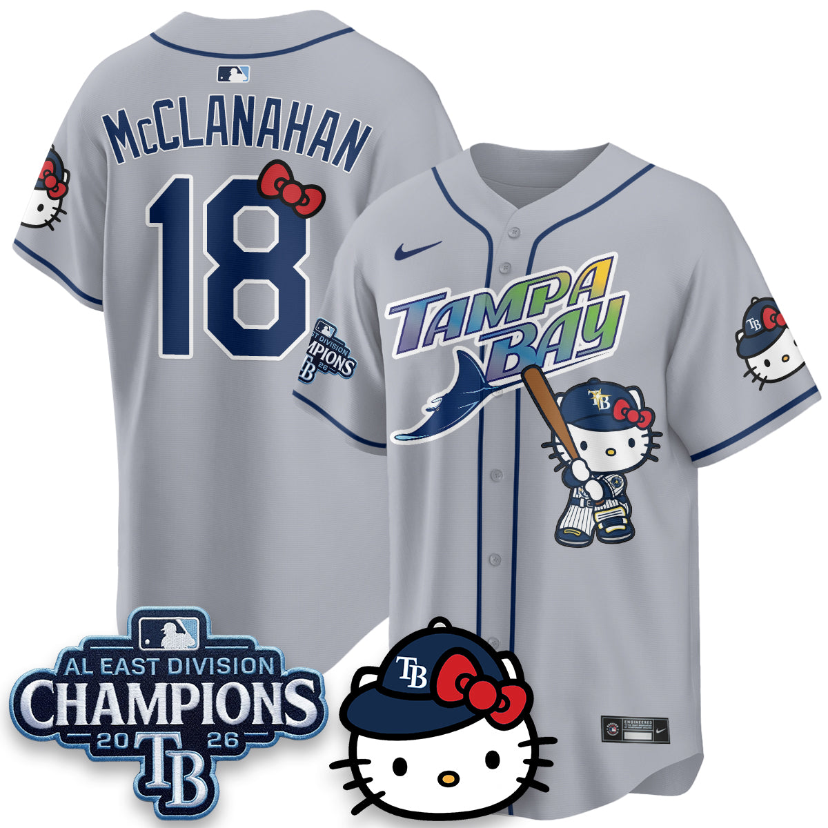 TB x Meow KT 2026 AL East Champs Vapor Jersey - Stitched