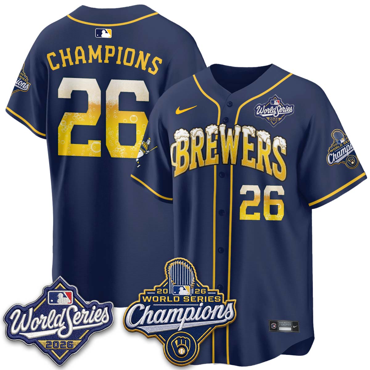 MIL "Pitcher & Pint" 2026 WS Champions Vapor Jersey - Stitched (#32 Tiktok)
