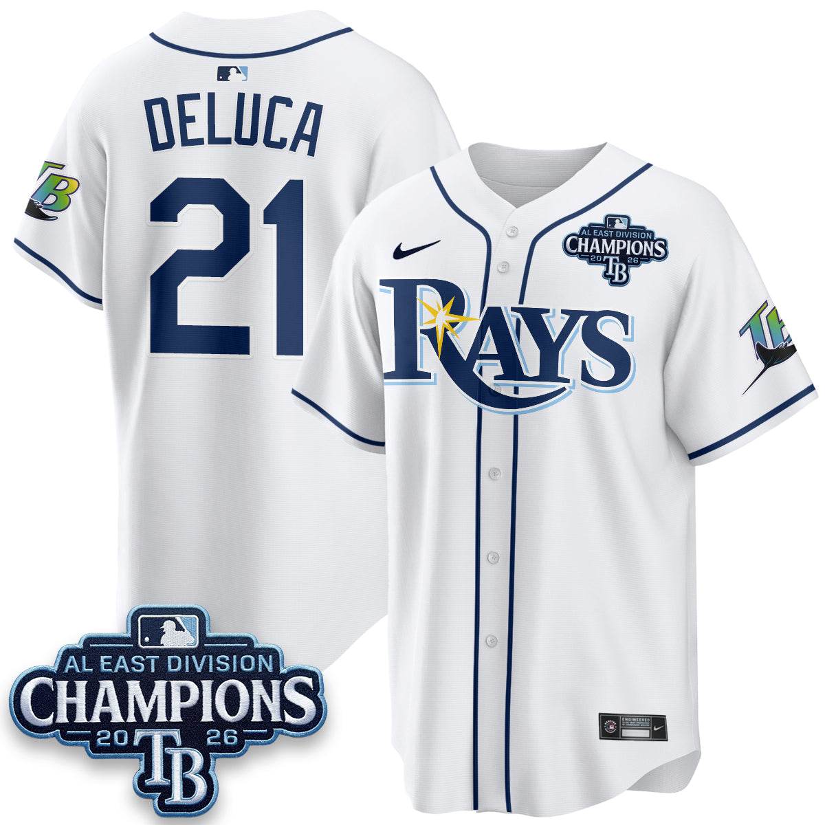 Tampa Bay Rays 2026 AL East Champs Vapor Jersey - Stitched