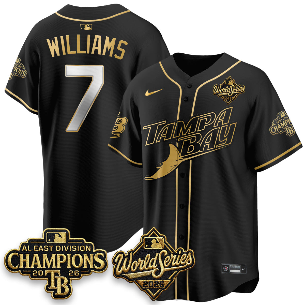 TB 2026 AL Champions Black Gold Edition Vapor Jersey - Stitched (V3)