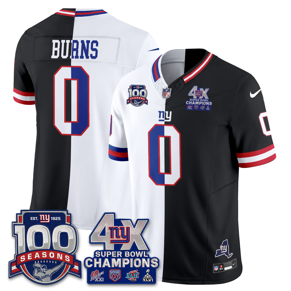 New York Giants 4X SBowl Split Edition Vapor Jersey - Stitched